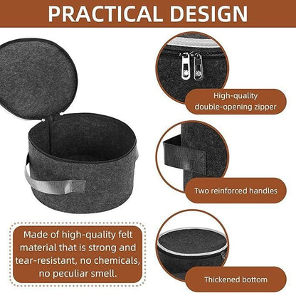 Plate Storage Case with 12 Thick Felt Dividers